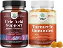 Natures Craft Bundle of Vegan Uric Acid Cleanse and Detox for Men and Women's Joints Kidneys and More and Turmeric Gummies for Adults Peach Flavor - Extra Strength Joint Support Gummies