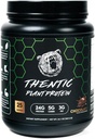 THENTIC Plant Based Protein Powder - Non Dairy Vegan Protein, Zero Artificial Ingredients,Soy &amp; Gluten Free,No Added Sugar,5.8g BCAA,Digestive Enzymes,Organic Superfoods.25 Servings (Chocolate) 2.1lb