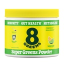 8Greens Super Green Powder Budd124; Prebiotic & Probiotic Blend Superfoods for Gut Health, Metabolisme, Debloating, med Fiber, fordøjelsesenzymer, Organisk: Spirulina, Chlorella, Lemon Lime, 25 Servere