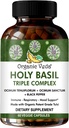 Organic Veda Holy Basilic Capsules - Triple Complex Tulsi Holy Basil Leaf Extract - Support Respiratory Health, Immunity - fremmer sund stress Response & Mood - Vegan, Gluten- Free - 60 Greve