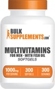 BulkSupplements.com Multivitamin til mænd Softgels - Daily Multivitamin Supplement, Multimineral til mænd med Fish Oil - Gluten Free, 1 Softgel per servering (1000 mg), 300 Count (pakke med 1)