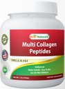 Bedste Naturals Multiple Collagen Peptider Protein Type I, II III, V & X Collagen uden smag 1 Pound - Græs Fed & Pasture Raised - Vand Opløselig - Let at blande