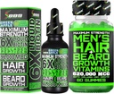 Beard Growth Kit w / 6X Liquid BIOTIN Supplement med Collagen Peptider + 620.000mcg 14- in-1 BIOTIN Gummies / Beard Growth Vitaminer & Hårvækst Vitaminer for mænd - Formuleret i Amerika