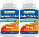 Bedste Naturals Hyaluronsyre 200 mg 120 tabletter (non-GMO, gluten fri) - fremmer ungdommelig sund hud & sund fælles funktion (120 greve (pakke med 2))