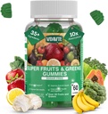 Sugar-free Super Greens Gummies — US-Made, 35+ Fruit and Veggie gummies to Boost Immunity, Skin & Gut Health — Ideal Fruits and Vegetables Supplement for Adults & Picky Teens (30-Days Supply)