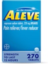 Aleve Pain Reliever & Fever Reducer Tablets, Naproxen Natrium, Hovedpine, Ryg og Body Pain Relief Medicin, 270 Tæl
