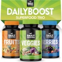 DailyBoost - 42 forskellige hele fødevarer frugter og grøntsager supplement med bær for naturlig energi boost - balance på 100% frugt og grøntsager kapsler fra naturen - Made in USA