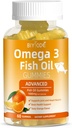 Omega-3 Fish Oil Supplements: Pure 1000mg Omega-3 Gummies Support Heart Joint Eye Brain Immune Health 60 Gummies 30 Day Supply