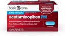 Basic Care Acetaminophen PM, Pain Reliever Plus Nighttime Sleep Aid Caplet, 100 Greve