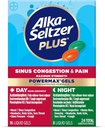 Alka- Seltzer Plus maksimal styrke PowerMax Sinus Congestion & Pain Medicine, Dag + Night Liquid Gels - Kraftfuld Relief for kold og influenza, + Sinus Congestion for voksne og børn 12 + År, 24 Antal