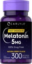 Carlyle Melatonin 5 mg Fast Opløs 300 tabletter • 124; Berry Flavor • 124; Vegetarisk, ikke- GMO supplement