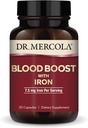 Dr. Mercola Blood Boost med jern, 30 kapsler 7, 5 mg jern, non-GMO, gluten fri, soja fri
