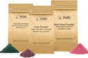 PURE ORIGINAL INGREDIENSER Beet Root, Spirulina, og Acai Powder Bundle, Forskellige størrelser, Ikke GMO, Urtetilskud