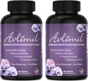 Avlimil ® Hormone Balance & Menopause; Relief from Mood Swings, Hot Flashs, Night Sweats og Irritability - Isoflavoner, Black Cohosh, Hindbær, Valerian, Sage, Red Clover, Lemon Balm - 2 måneder