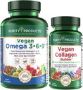 Renhed produkter Bundle - Vegan Omega 3-6-9 (180 ct) + Vegan Collagen Builder Omega 3-6-9 ("5 i 1" Plant- baseret Omega Essential Fede Acid) - Vegan Collagen Builder (w / Key Plant- baserede ingredienser)