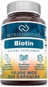 Biotin 10.000 Mcg 200 kapsler (non-GMO) - understøtter sundt hår, hud og negle - fremmer celleforyngelse og energiproduktion *