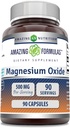 Amazing Formulas Magnesium Oxide Supplement- 124; 500 Mg per Serving - 124; 90 Kapsler - 124; Non- GMO - 124; Gluten- Free - 124; Fremstillet i USA