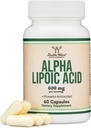 Alpha Lipoic Acid 600mg per Serving, 60 Capsules (Third Party Tested, Non-GMO, Gluten Free, Vegan Safe) Potent Antioxidant for Neuropathy and Cardiovascular Health (ALA Supplement) by Double Wood