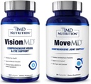 1MD Nutrition MoveMD & VisionMD fælles støtte & Eye Care - Collagen, Hyaluronsyre, Astaxanthin, OptiLut Lutein, Zeaxanthin