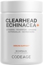 Codeage Clearhead Echinacea + Supplement - Echinacea, Schisandra, Fevernow, Coptis, American Ginseng, Astragalus, Hvidløg, Probiotika, Vitamin C & D3, Zink, Selen - Clear Head Vitamin - 90 Kapsler
