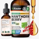 BIO KRAUTER ® Hawthorne Berry Supplement - Pure Vegan Hawthorn Berry Liquid Drops 655 mg per servering 2 Fl.Oz 28 dages levering - Bruges til samlet support & daglig wellness - Alkohol & sukker fri