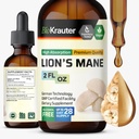 BIO KRAUTER Lions Mane Liquid Extract - Mushroom supplement til hjernestøtte - Vegan Lions Mane supplement - Alkohol & Sukker Free Drops - 2 Fl.Oz.