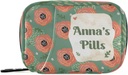 Custom Pill Box 7 Dag Pill Case Bag Vintage Poppies Floral Personaliseret Navn Rejsepille Organizer Bag med lynlås Portable ugentlige sag Kompakt størrelse for Vitamin Supplement Holder