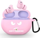 CACOE Silicone Case Cover for Beats Studio Bud / Beats Studio Bud + 2023, Beskyttende Hud Beats Studio Bud Tilfælde Shockproof Cute Funny Print Tilbehør med Keychain Lyserød