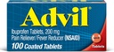 Advil Smerte Reliever og Fever Reducer, Smerte Relief Medicin med Ibuprofen 200mg for Hovedpine, Backache, Menstruel Smerte og Fælles Smerte Relief - 100 overtrukne tabletter