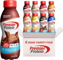 Premier Protein Shakes, 8 Flavor Variety Pack, 30g Protein, 1g Sukker, 24 Vitamin & Mineraler, Nutrients to Support immunHealth 11.5 Fl Oz (8 Pack)