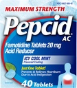 Pepcid AC Maksimal styrke Heartburn Relief Tablets, OTC Medicin Prevents & Relieves Heartburn På grund af syre fordøjelsesbesvær & sour Mavesæk, 20mg Famotidinsyre Reducer, ICY Cool Mint, 40 ct