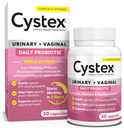 Cystex 3- in-1 Urinstof Probiotisk for kvinder - Fast- Fungerende UTI & Gær Infektion Support med Prebiotika, Probiotika, & Cranberry - Understøtter vaginal pH & Flora Balance - 30 kapsler