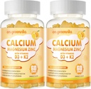 Calcium Magnesium Zinkgummier med vitamin D3 & K2 - høj potens Forbedret Absorption -120 Orange gummies Flavored