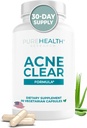 PURESUNDHEDSFORSKNING Acne Clear Formel - Acne Kosttilskud til klar hud - DIM supplement til mænd og kvinder - med mælk tidsel, zink, calcium, vitamin D & E, Selen, Rhodiola & mere - 90 kapsler