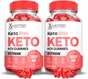 (2 Pack) Keto Bits Keto ACV Gummies Extreme 2000MG Keto Bites Keto Gummies Apple Cider Vinagar Formuleret med Pomegranat Beet Juice Powder B12 Vegan Non GMO 120 Gummys
