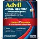 Advil Dual Action Overtrukne kapsler med Acetaminophen, 250 Mg Ibuprofen og 500 Mg Acetaminophen per dosis (2 dosisækvivalent) for 8 timers smertelindring - 2 greve x 50