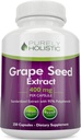 Rent holistiske Grape Seed Extract 20,000mg - 250 Veganske kapsler - 8 + Måned Supply - Standardiseret til 95% Polyphenoler - 400 mg per kapsel - Maksimal styrke Grapefrugter - Non- GMO & Pesticide Free
