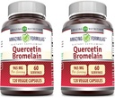 Amazing Formulas Quercetin 800 mg med bromelain 165mg, 120 Veggie kapsler Supplement (pakke af 2) - Non- GMO - Gluten Free - Understøtter den samlede sundhed og velvære