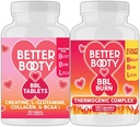 Angry Supplements Better Booty Women 's Creatin BBL Combo: BBL Tablets (90ct) w. Creatin, Glutamin, BCAA' s, Collagen + BBL Burn Thermogene Kapsler (120ct)