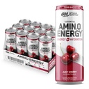 Optimum Nutrition Amino Energy Sparkling Hydration Drink, Elektrolyter, Koffein, Aminosyrer, BCAA, Sugar Free, Juicy Cherry, 12 Fl Oz, 12 Pack (Packaging May Vary)