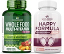 Wholesome Wellness Whole Food Multivitamin for Women - Natural Multi Vitamins, Minerals, Organic Extracts Happy Formula Natural Formula Relief Supplement Bundle